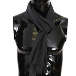 Dolce & Gabbana Gray 100% Wool Striped Pattern Wrap Scarf MS5180