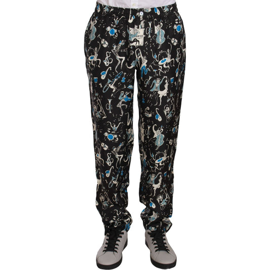 Dolce & Gabbana Black Musical Instrument Sleepwear Pants Jeans & Pants