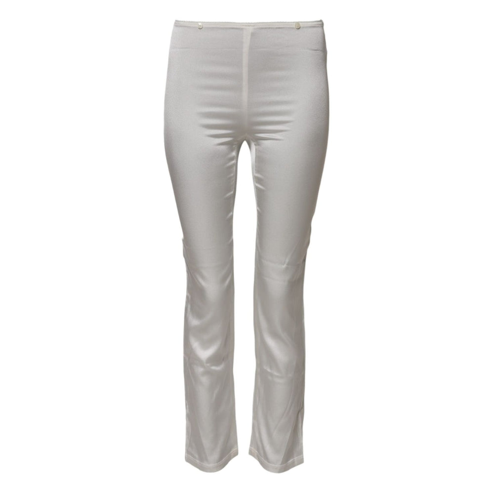 Dolce & Gabbana Ivory Silk Tapered High Waist Pants PAN76161-36