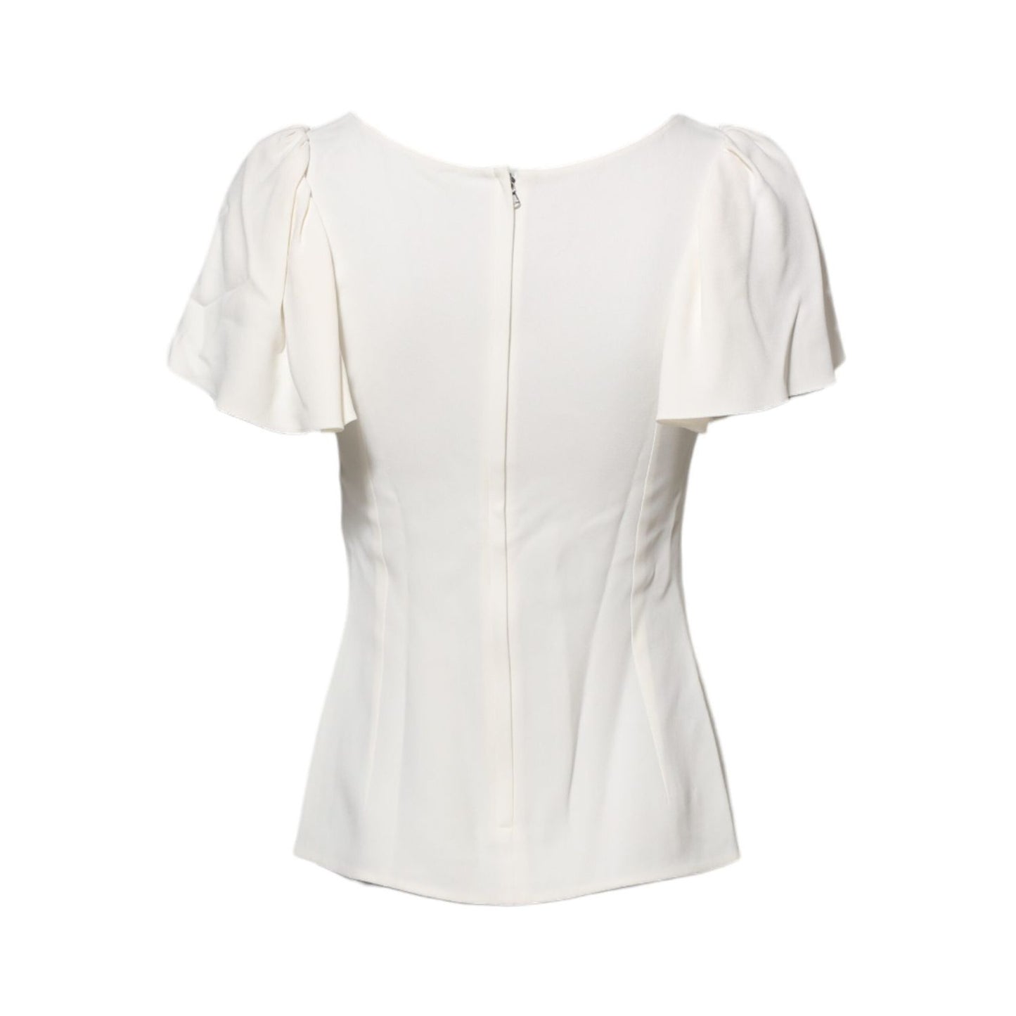 Dolce & Gabbana White Round Neck Short Sleeves Blouse Top TSH86556-36