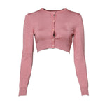 Dolce & Gabbana Pink Silk Cropped Crew Neck Cardigan Sweater TSH86608-38