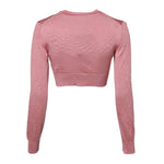 Dolce & Gabbana Pink Silk Cropped Crew Neck Cardigan Sweater TSH86608-38