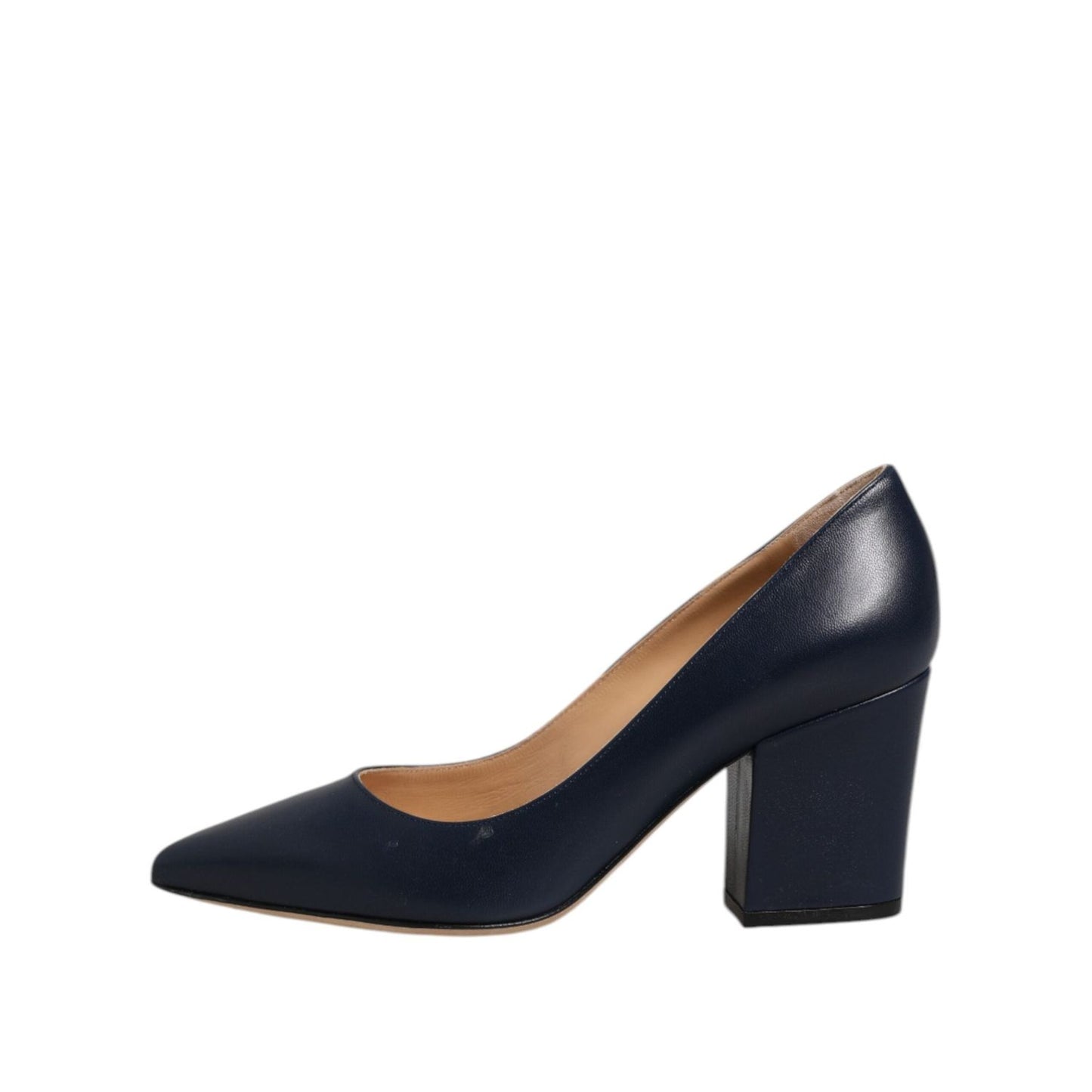 Sergio Rossi Blue Leather Pointed Toe Block Heels Shoes LA12559-36