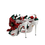 Dolce & Gabbana White Leather Floral Detailing Sandals Shoes