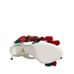 Dolce & Gabbana White Leather Floral Detailing Sandals Shoes