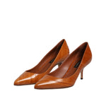 Dolce & Gabbana Brown Leather Stiletto Heel Pumps Shoes