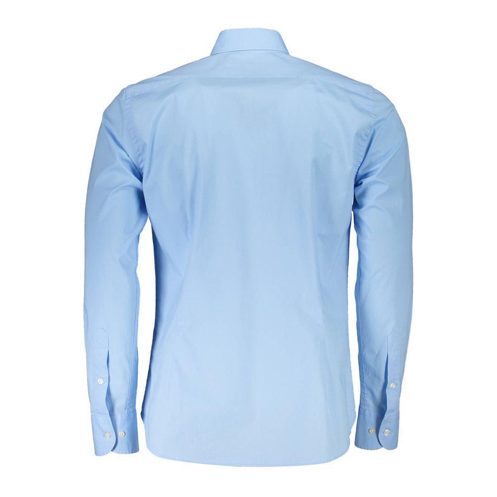 La Martina Blue Cotton Shirt LA-26387-XXL