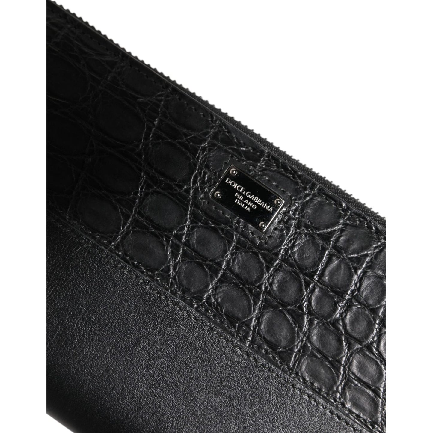 Dolce & Gabbana Black Leather Logo Plaque Zip Around Continental Wallet BAG4574