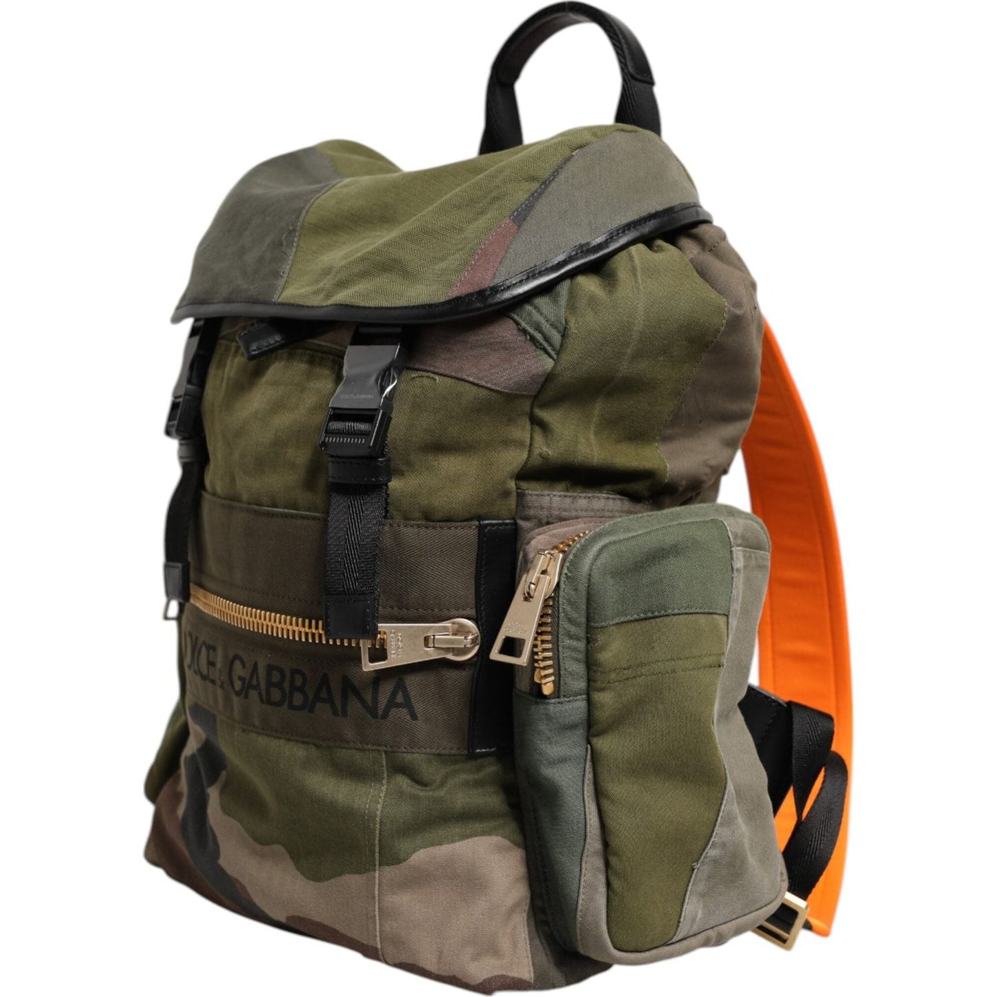 Dolce & Gabbana Military Green Patchwork Rucksack Backpack Bag BAG4639