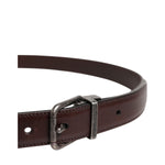 Dolce & Gabbana Brown Classic Silver Metal Logo Buckle Belt BEL9296-95