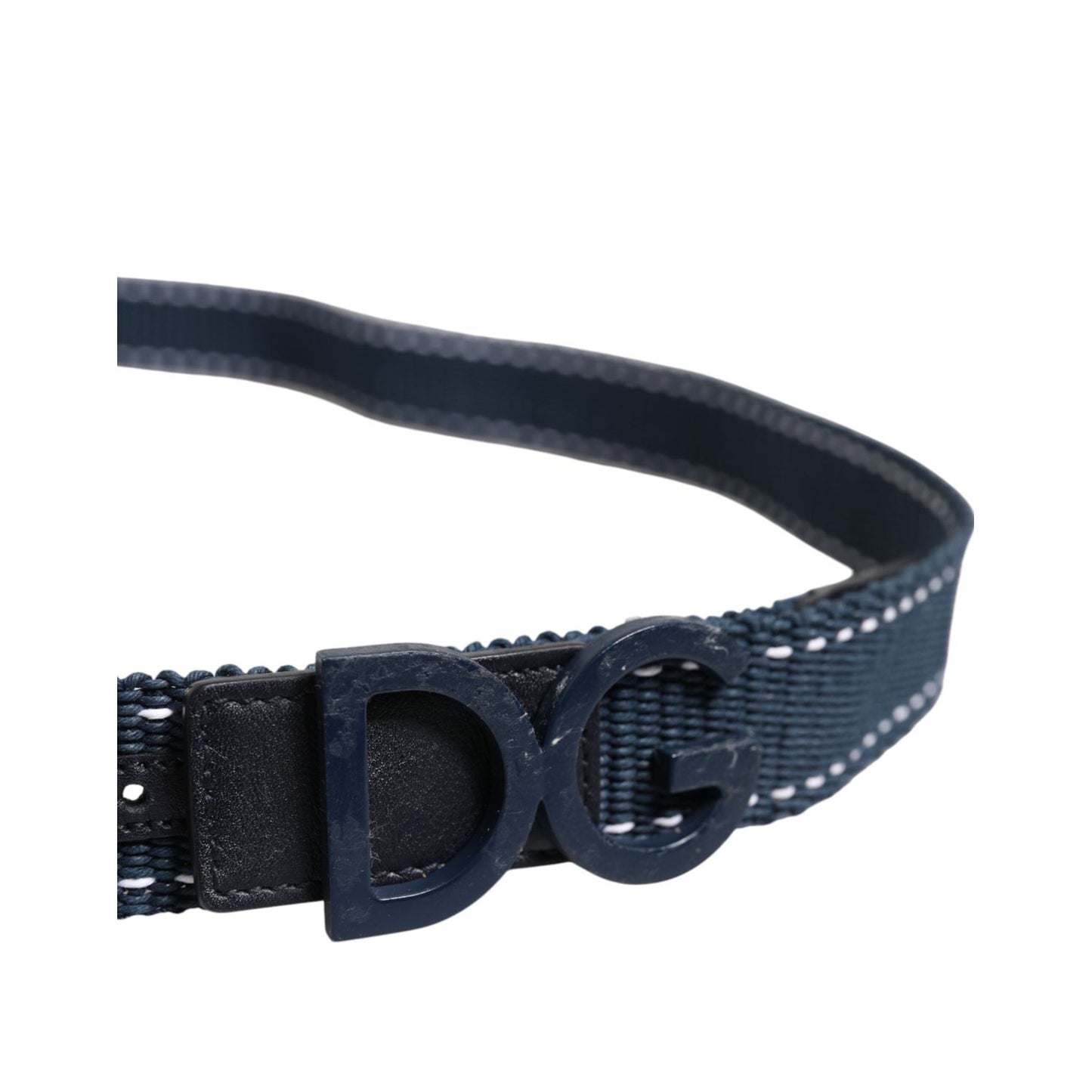 Dolce & Gabbana Blue White Cotton DG Logo Metal Buckle Belt BEL9432-110