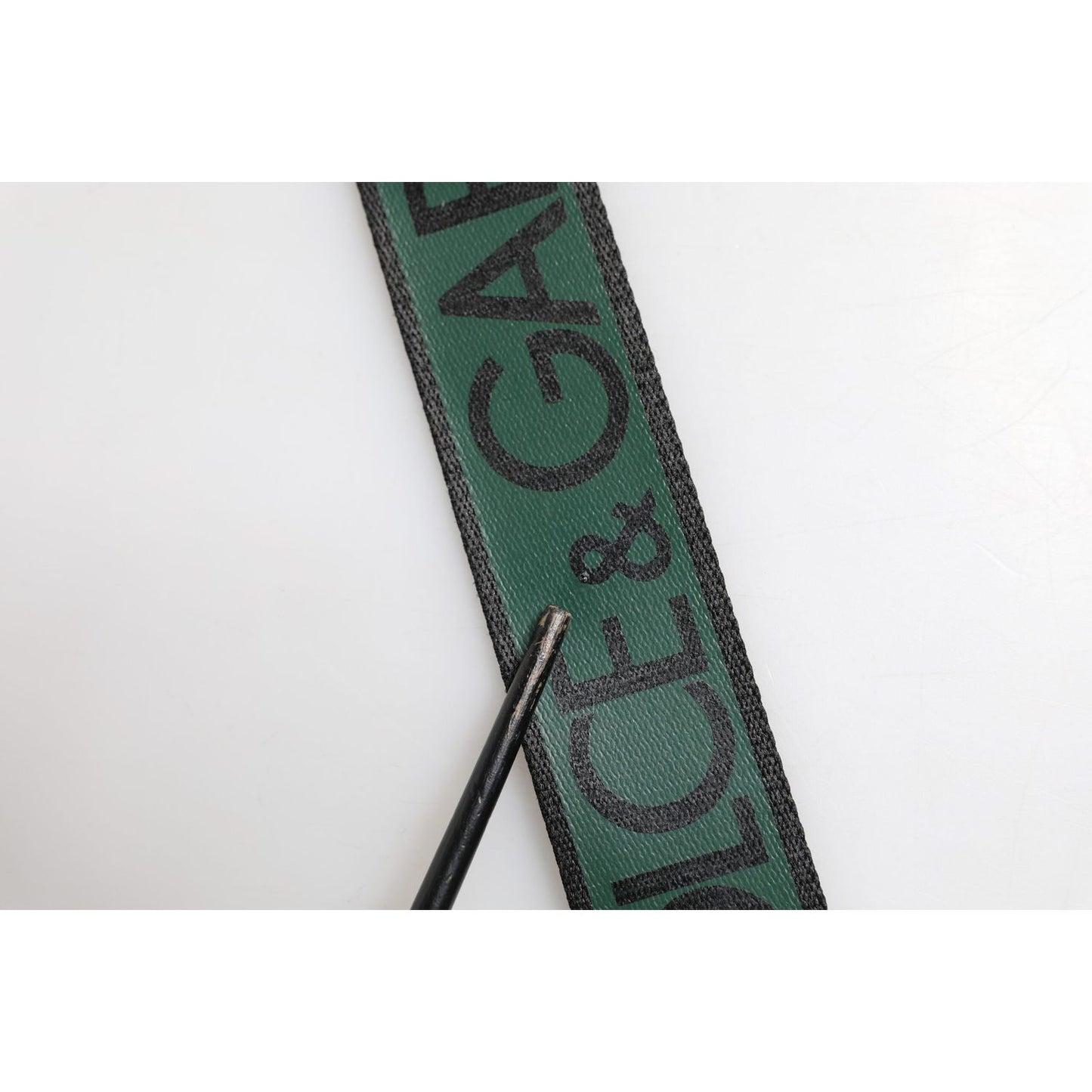 Dolce & Gabbana Green Black Polyester DG Logo Buckle Belt BEL9464-90