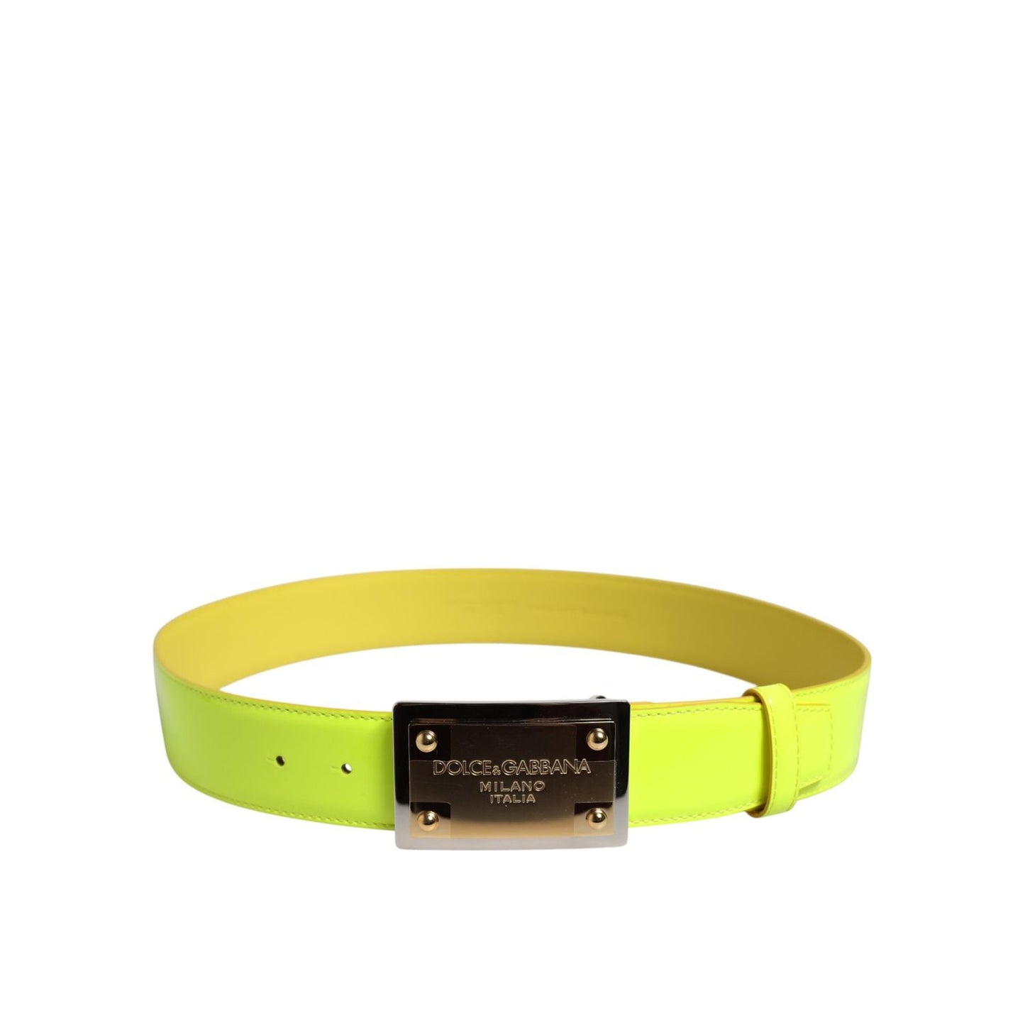 Dolce & Gabbana Yellow Green Classic Metal Logo Buckle Belt BEL9478-85