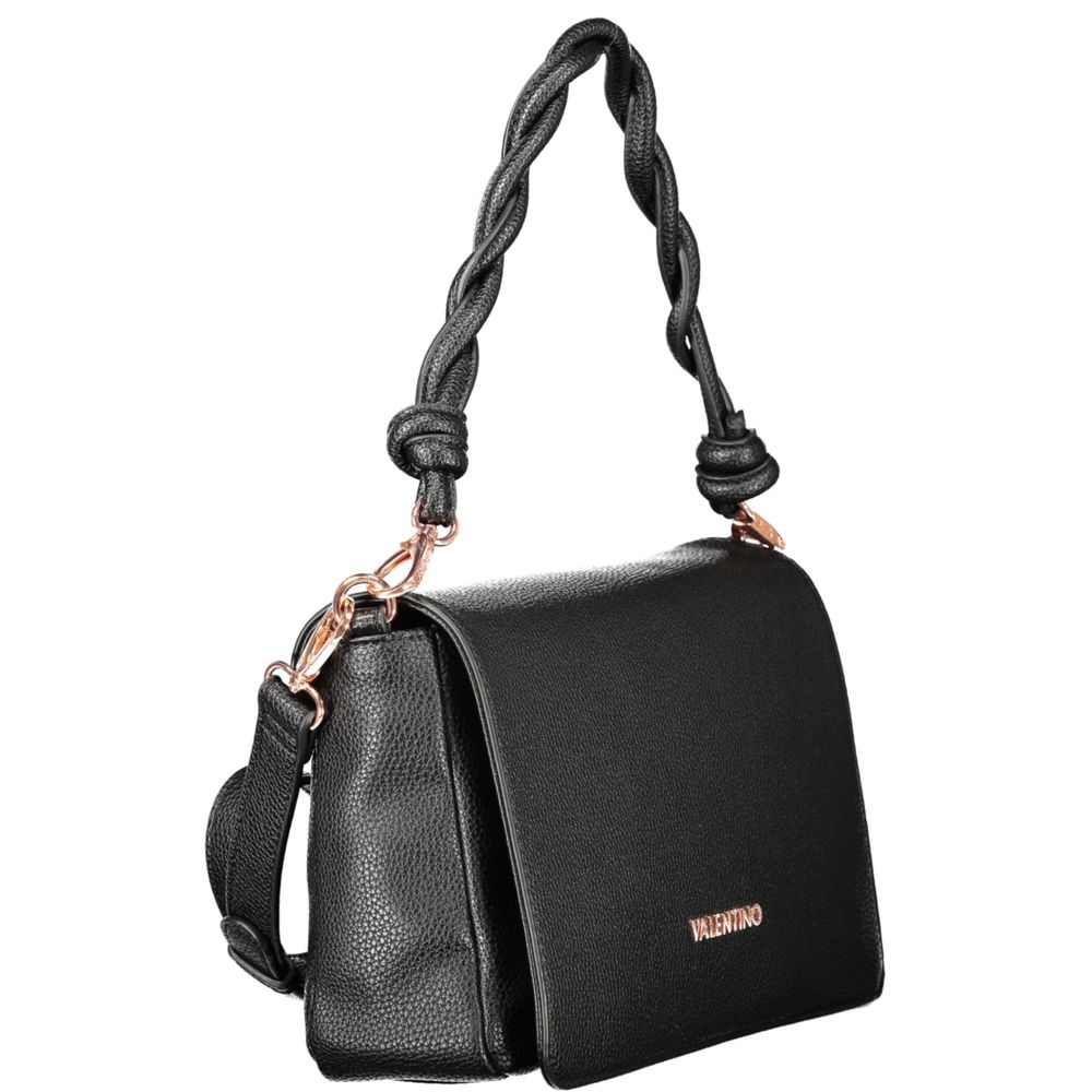 Mario Valentino Black Polyethylene Women Handbag with removable shoulder strap and adjustable, detachable strap.