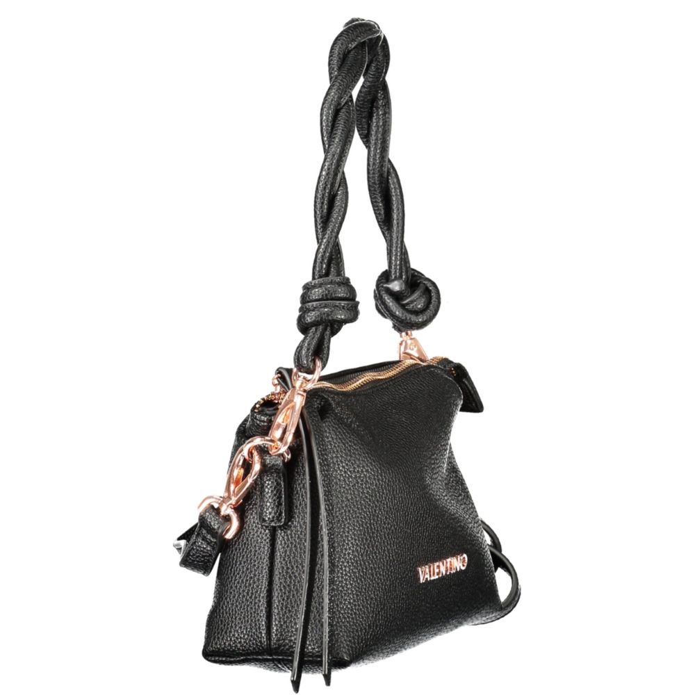 Mario Valentino Black Polyethylene Women Handbag with braided strap and logo