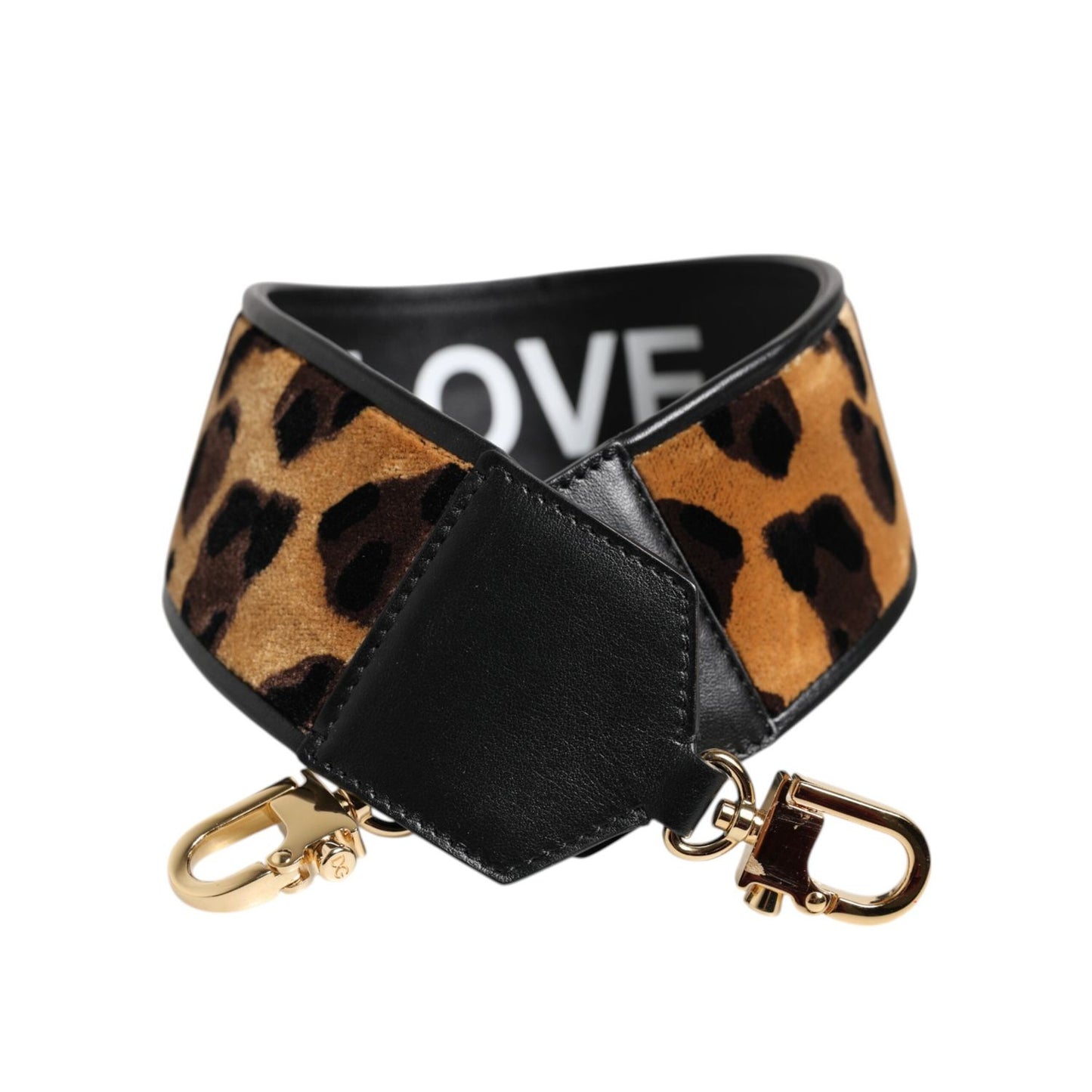 Dolce & Gabbana Black Leopard Print Reversible Bag Shoulder Strap WMB523