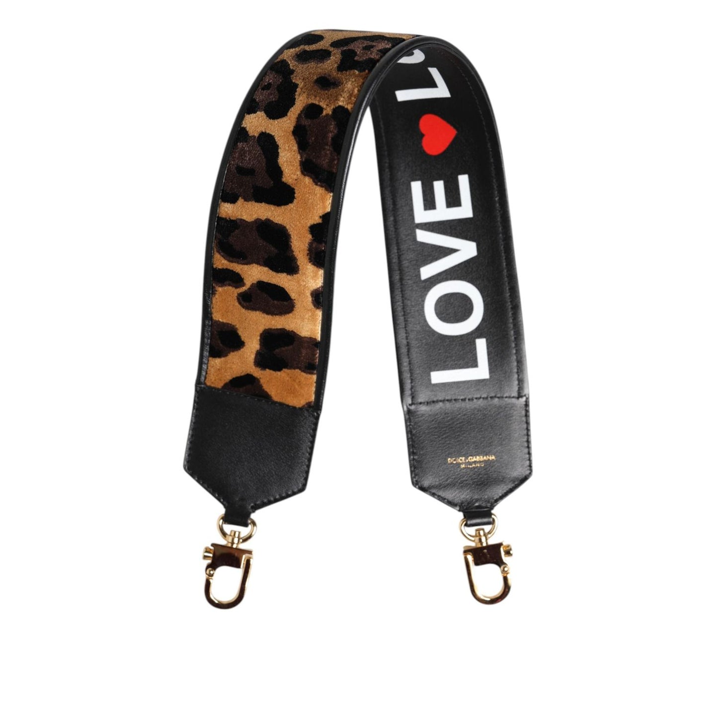 Dolce & Gabbana Black Leopard Print Reversible Bag Shoulder Strap WMB523