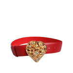 Dolce & Gabbana Red Calf Leather Embellished Metal Buckle Belt WMB522-75