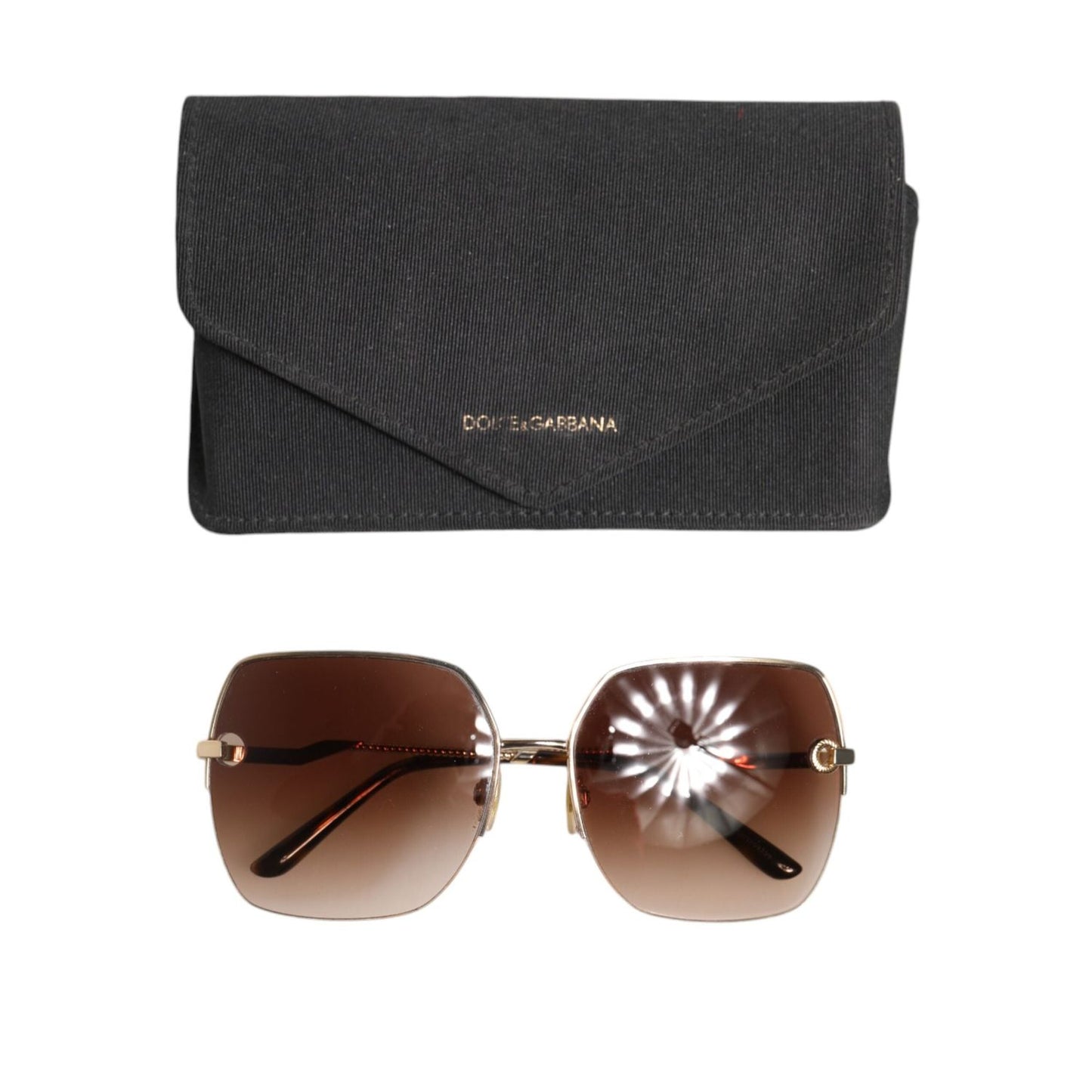 Dolce & Gabbana Gold Brown Gradient Square DG2267 Eyewear Sunglasses GLA1378