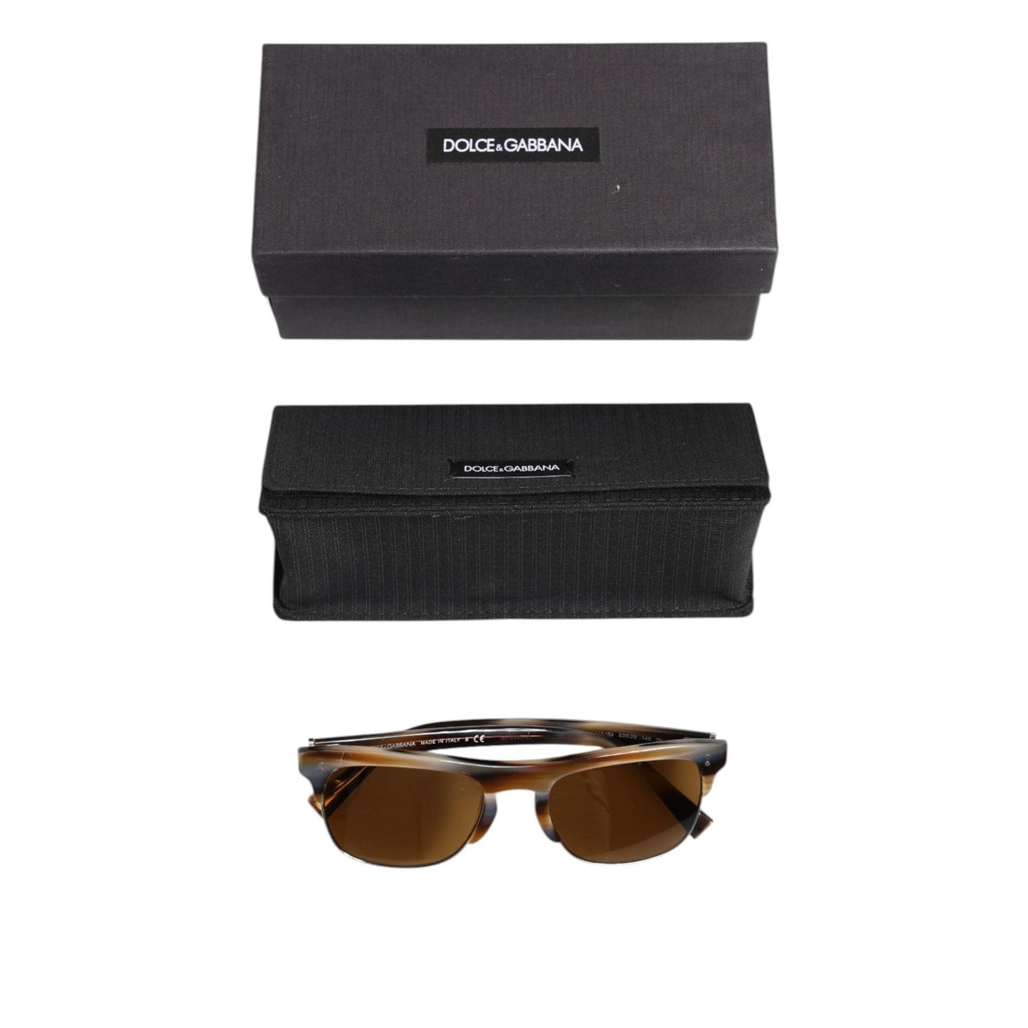 Dolce & Gabbana Brown Striped Acetate Square DG4305 Eyewear Sunglasses GLA1384