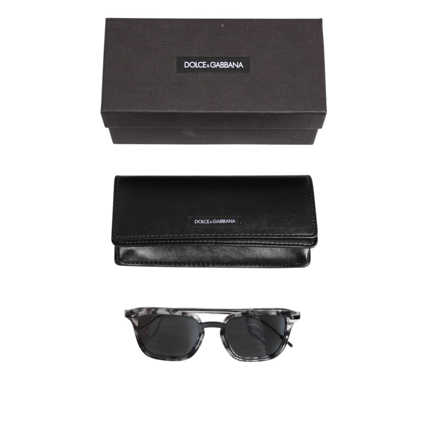 Dolce & Gabbana Gray Havana Acetate Square DG4327 Eyewear Sunglasses GLA1385