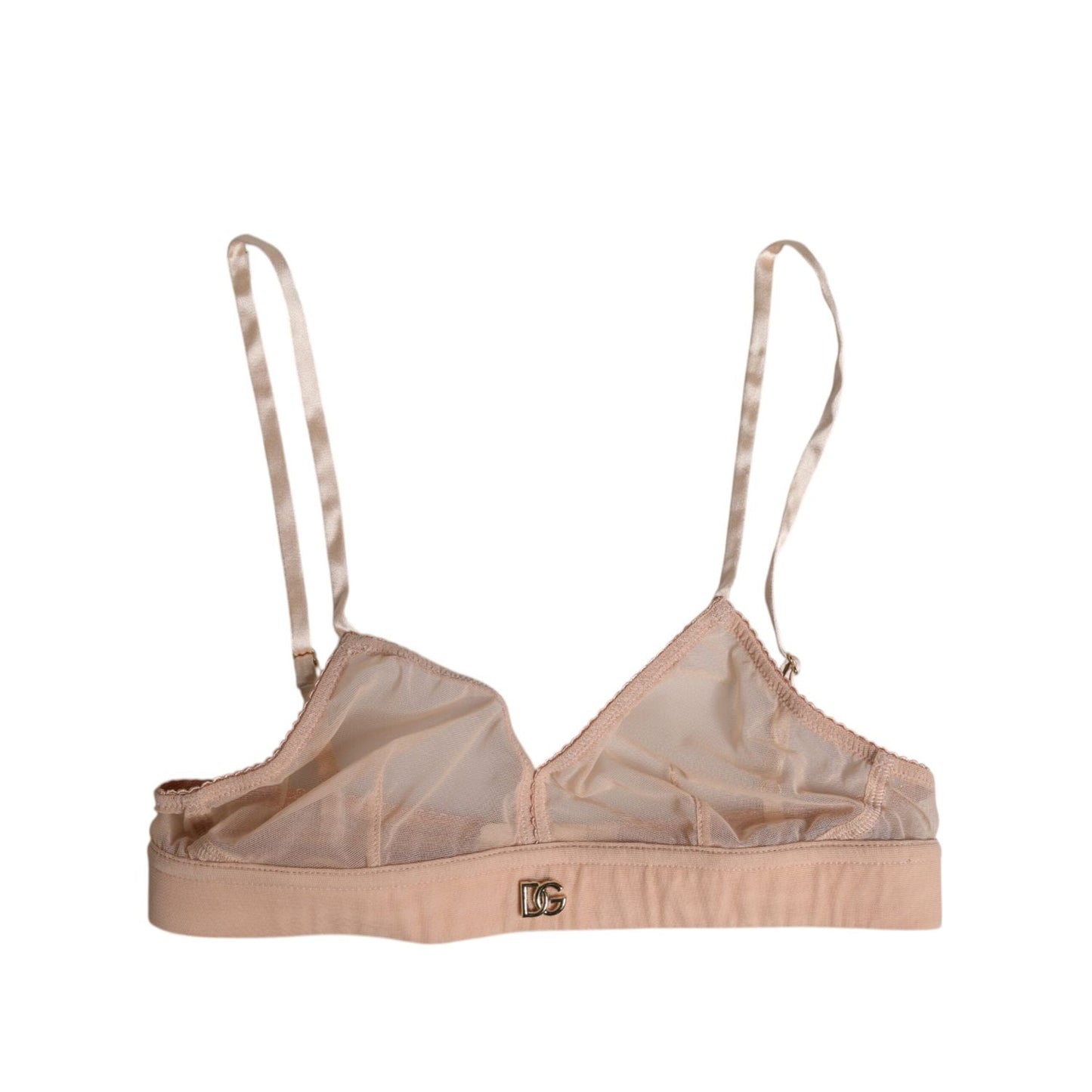 Dolce & Gabbana Powder Pink Nylon DG Logo Non Wire Bra Underwear BIK1405-1