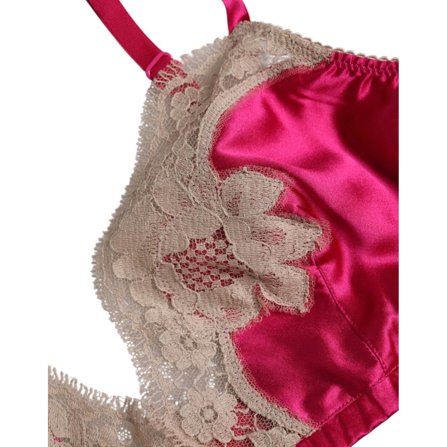 Dolce & Gabbana Magenta Floral Lace Silk Non Wire Bra Underwear BIK1409-2