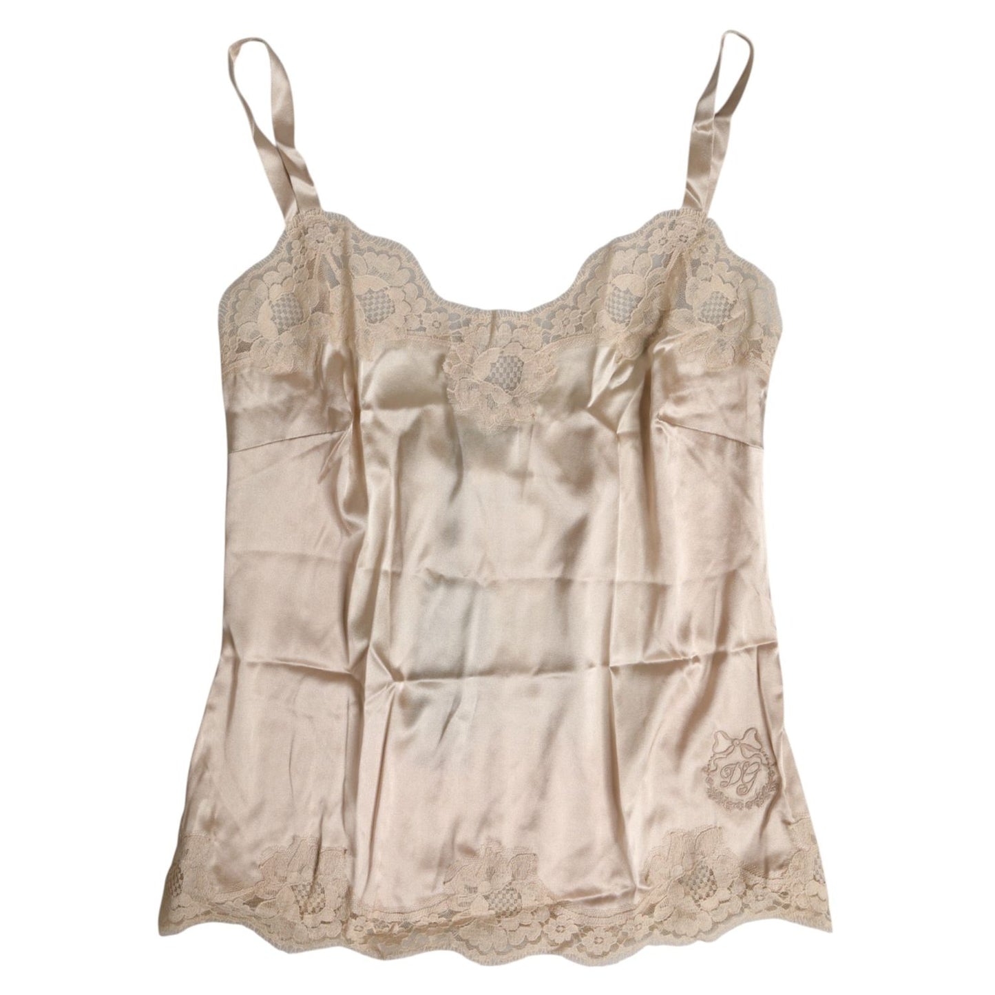 Dolce & Gabbana Beige Lace Silk Satin Tank Lingerie Underwear BIK1426-3