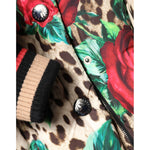 Dolce & Gabbana Multicolor Leopard Rose Puffer Quilted Jacket JKT41491-40