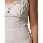 Dolce & Gabbana White Lace DG Logo Silk Dress Sleepwear DR81795-44