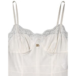 Dolce & Gabbana White Lace DG Logo Silk Dress Sleepwear DR81795-44