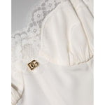 Dolce & Gabbana White Lace DG Logo Silk Dress Sleepwear DR81795-44