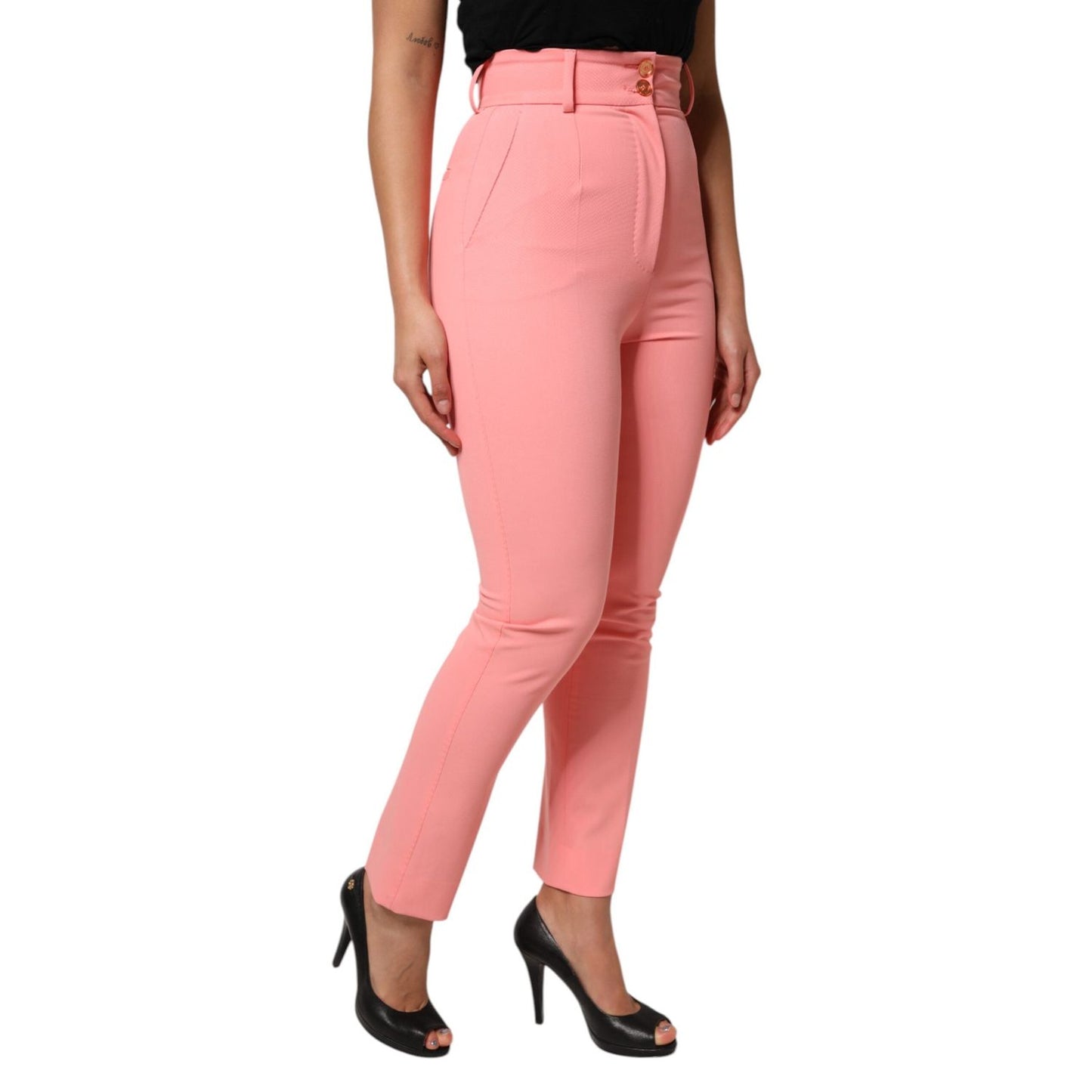 Dolce & Gabbana Pink High Waist Dress Tapered Pants PAN76557-40