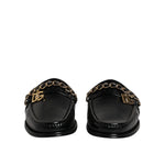 Dolce & Gabbana Black Leather DG Chain Embellished Sandals Shoes MV7606-41
