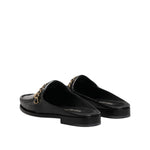 Dolce & Gabbana Black Leather DG Chain Embellished Sandals Shoes MV7606-41