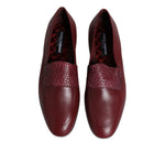 Dolce & Gabbana Burgundy Calfskin Leather Formal Slip On Shoes MV7616-39.5