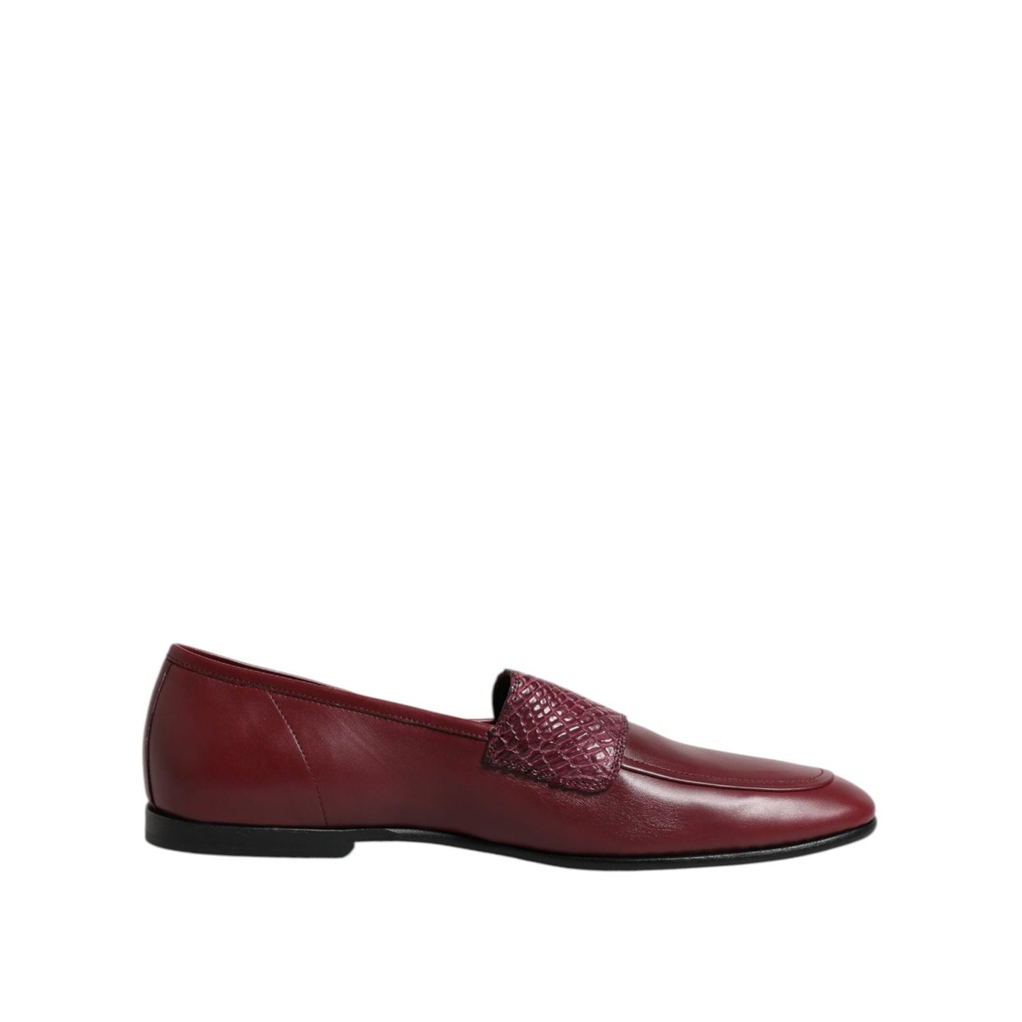Dolce & Gabbana Burgundy Calfskin Leather Formal Slip On Shoes MV7616-39.5