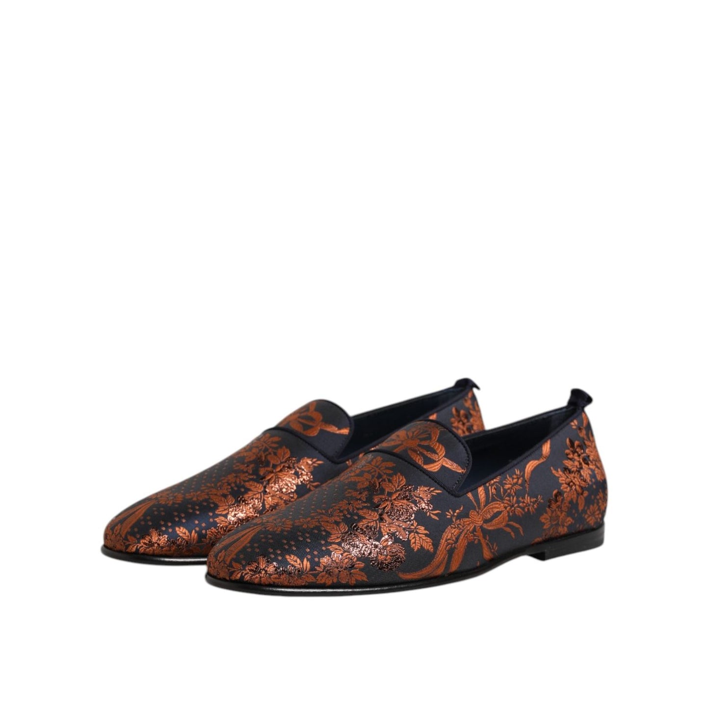 Dolce & Gabbana Black Jacquard Polyester Slip On Loafers Shoes MV7618-42