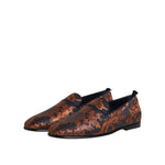 Dolce & Gabbana Black Jacquard Polyester Slip On Loafers Shoes MV7618-42