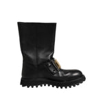 Dolce & Gabbana Black Leather DG Logo Plaque High Boots Shoes