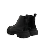 Dolce & Gabbana Black Leather Lace Up Mid Calf Boots Shoes