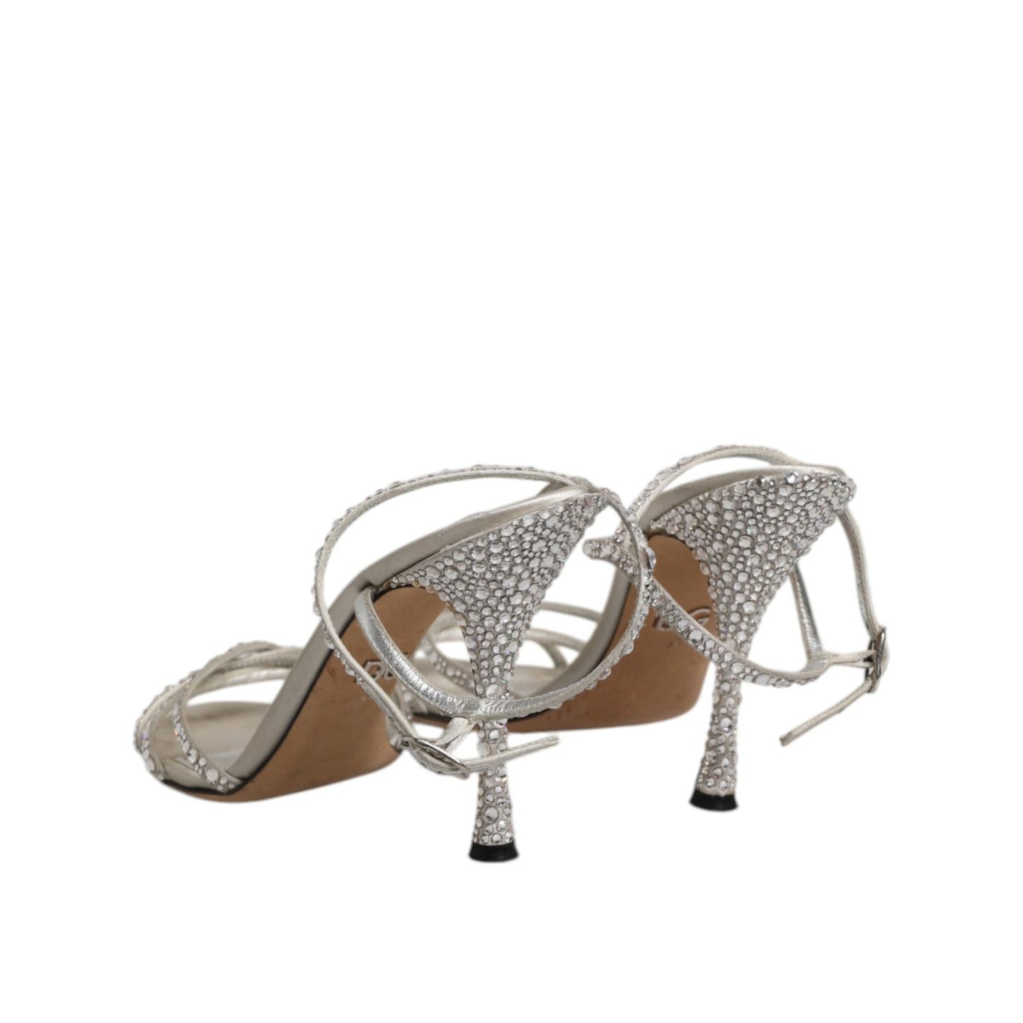 Dolce & Gabbana Silver Strass Ankle Strap KEIRA Sandals Shoes LA12769-38
