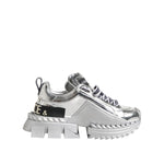 Dolce & Gabbana Silver Leather Super Queen Sneakers Shoes LA12761-35