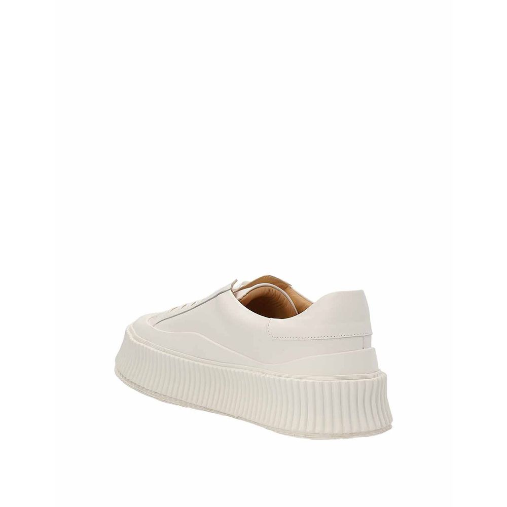 Jil Sander White Calfskin Platform Sneakers