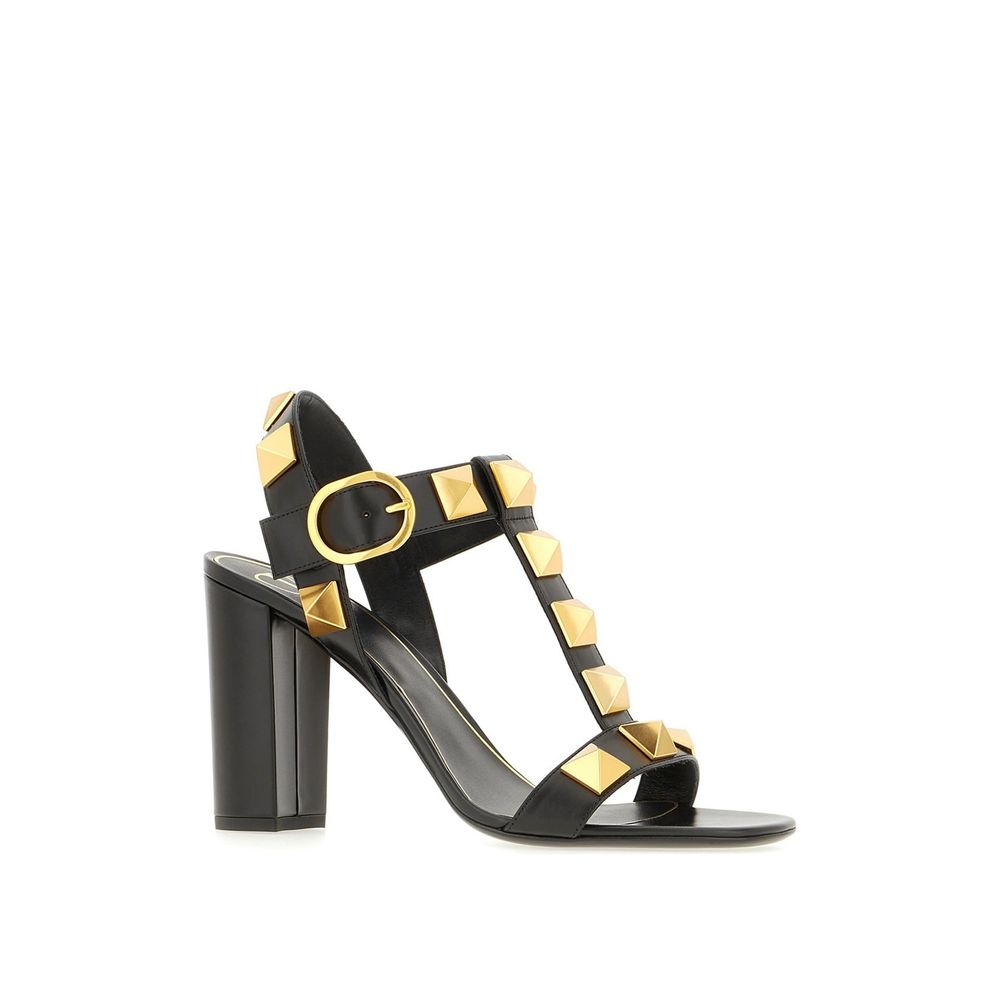 Valentino Garavani Black Calfskin Stiletto Heel Sandals