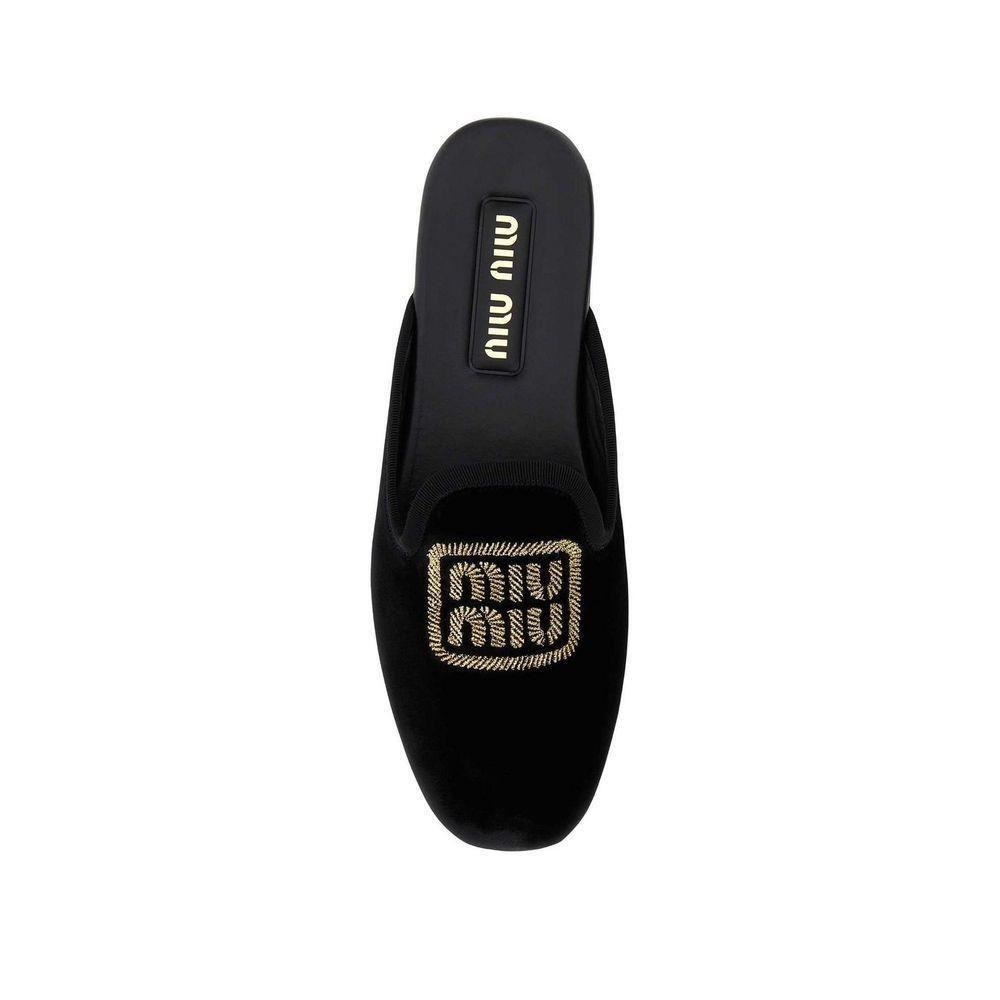 Miu Miu Logo Embroidered Slip-On Mules MI-8735527436500-EU35/US5