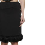Saint Laurent Feathers Trim Silk Skirt SA-8736562970836-42