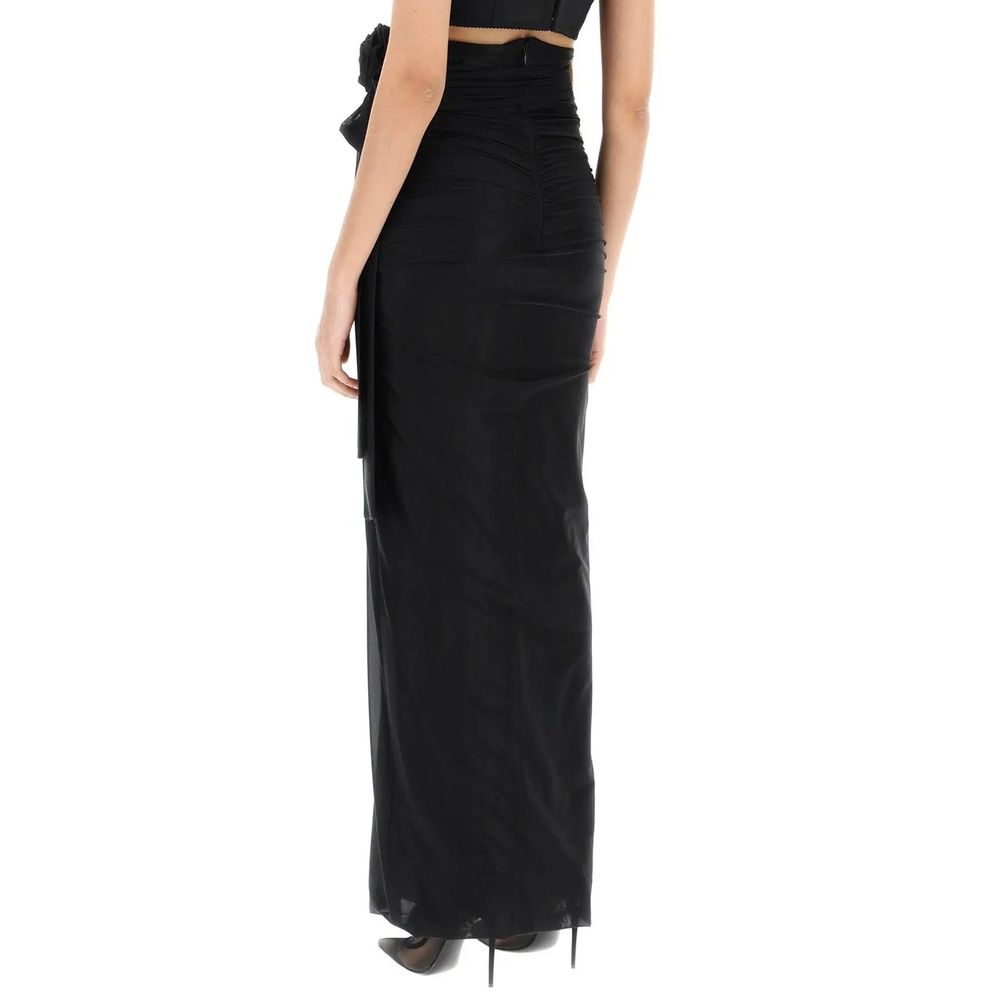 Dolce & Gabbana Black Elastane Long Skirt