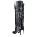 Paris Texas Gray Leather Over The Knee
