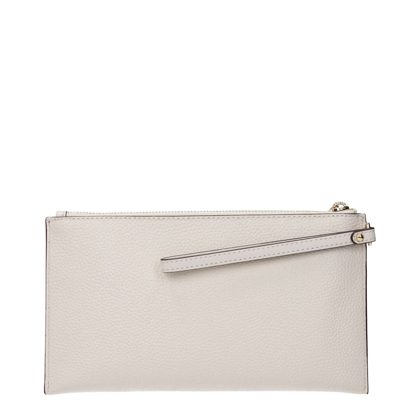 Michael Kors Beige Leather Clutch Bag with front logo and wrist strap, product code F83408, MPN 35S4GTVW3LLTCREAM.